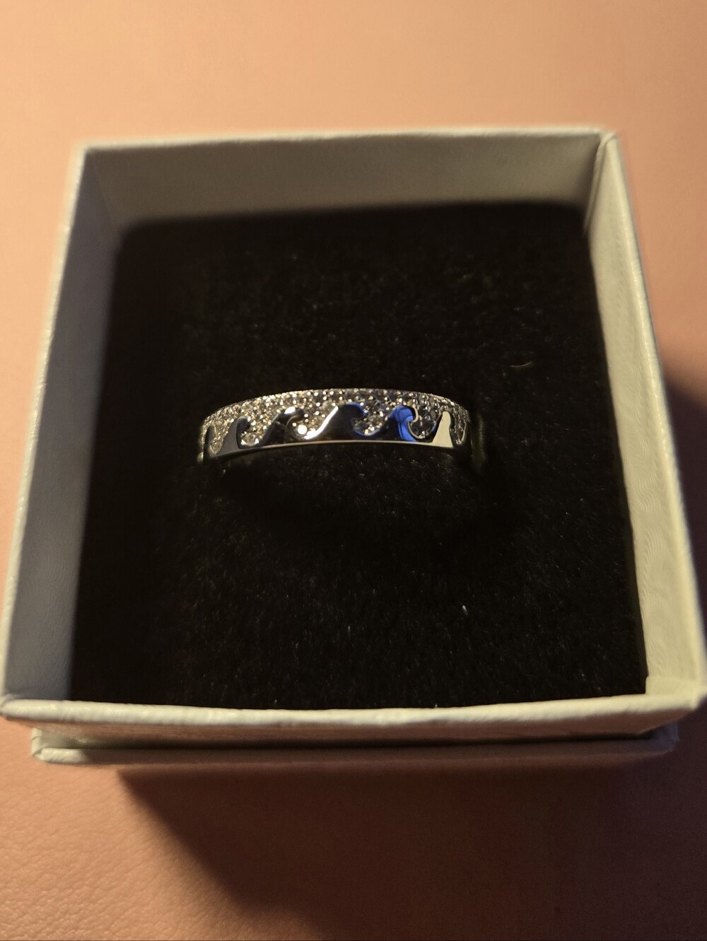 Pura Vita Silver Wave Band Ring with Pavé Accents - Women's Jewelry